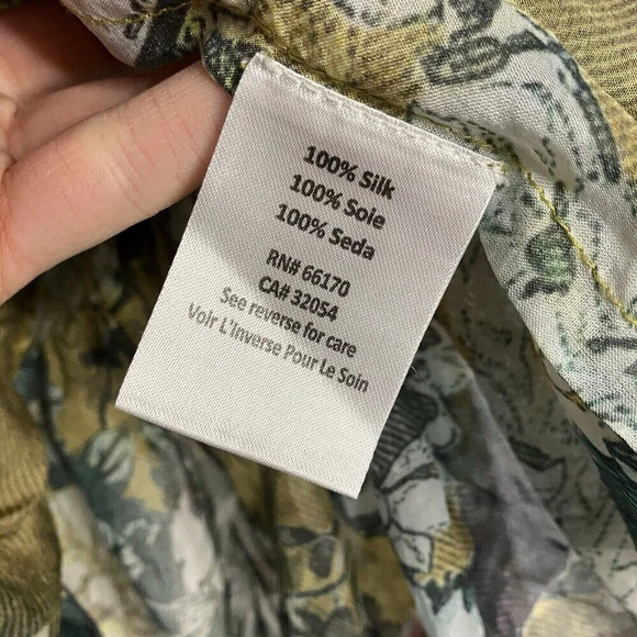 Hemant & Nandita Sheer 100% Silk Floral Peplum Blouse Top - Picture 4 of 6